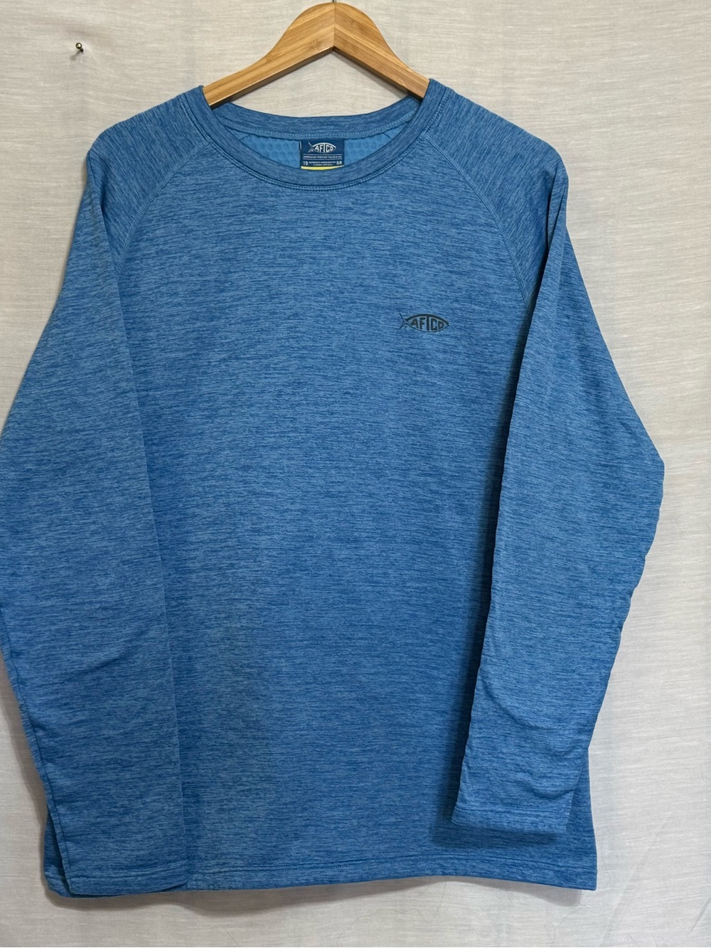 AFTCO Blue Heather Performance Fishing Shirt Men’s Large
